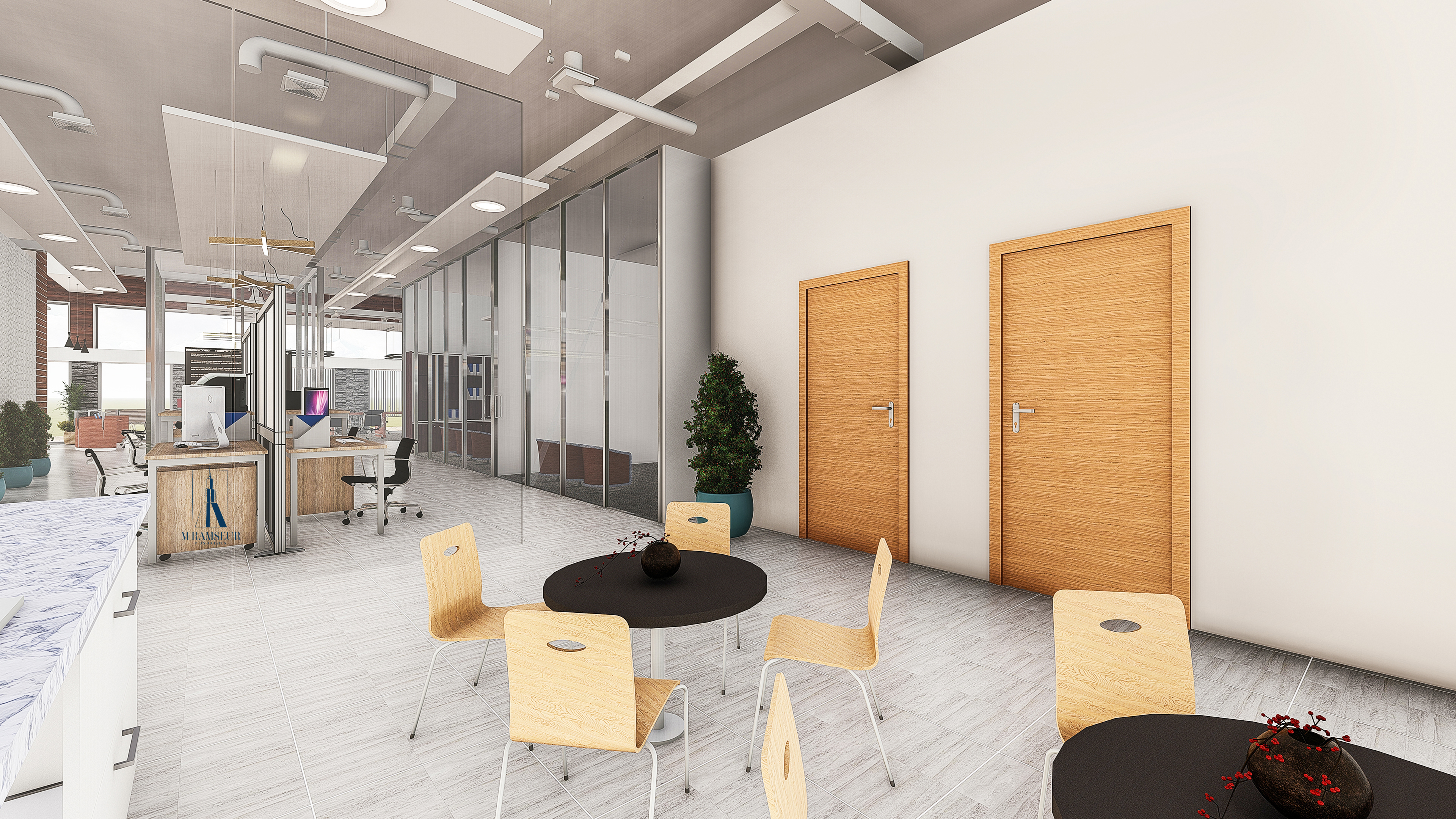 SCHEMATIC DESIGN LAW OFFICE CONCEPT BREAK ROOM  RENDERING