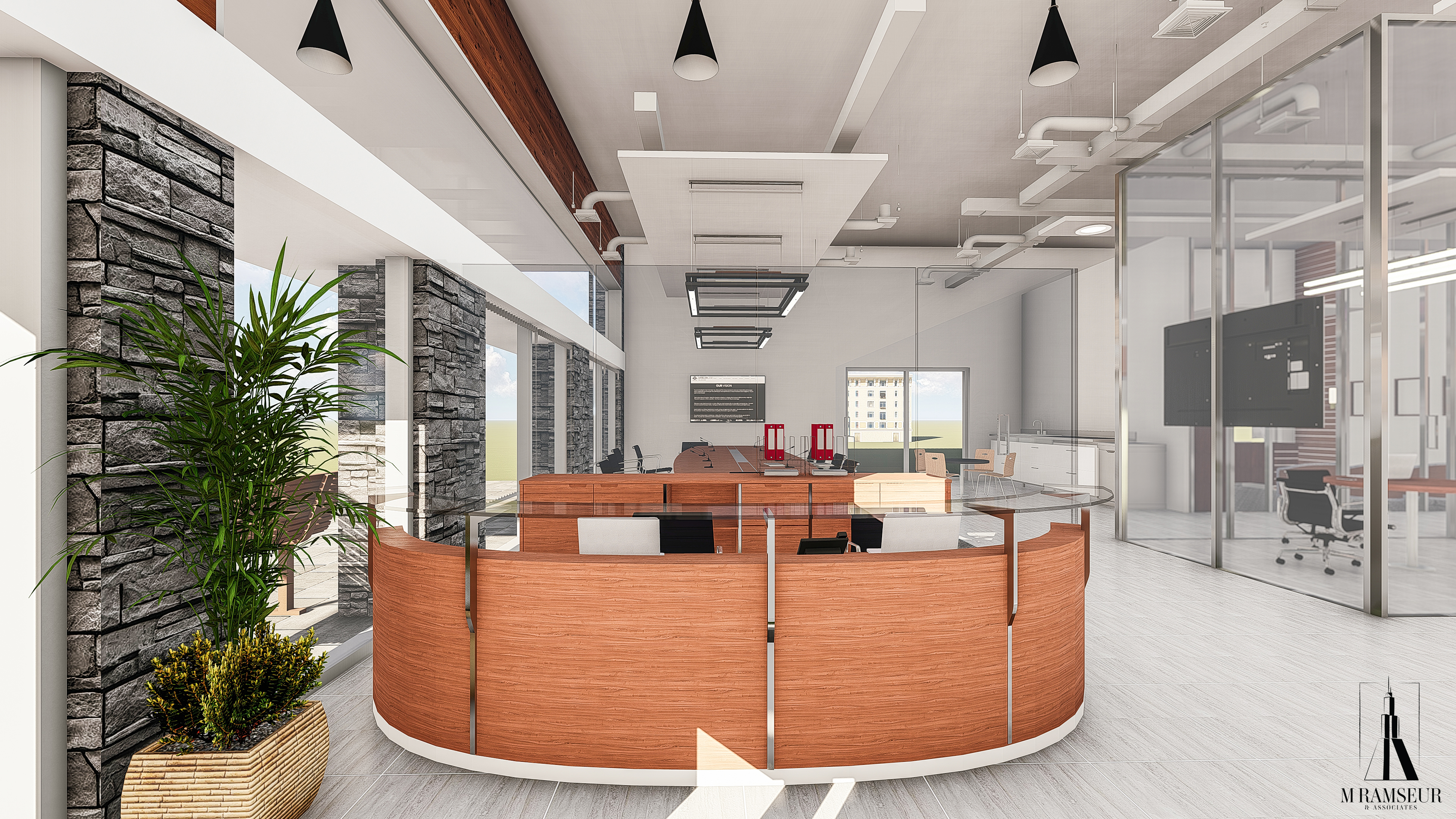 SCHEMATIC DESIGN LAW OFFICE CONCEPT RECEPTION RENDERING