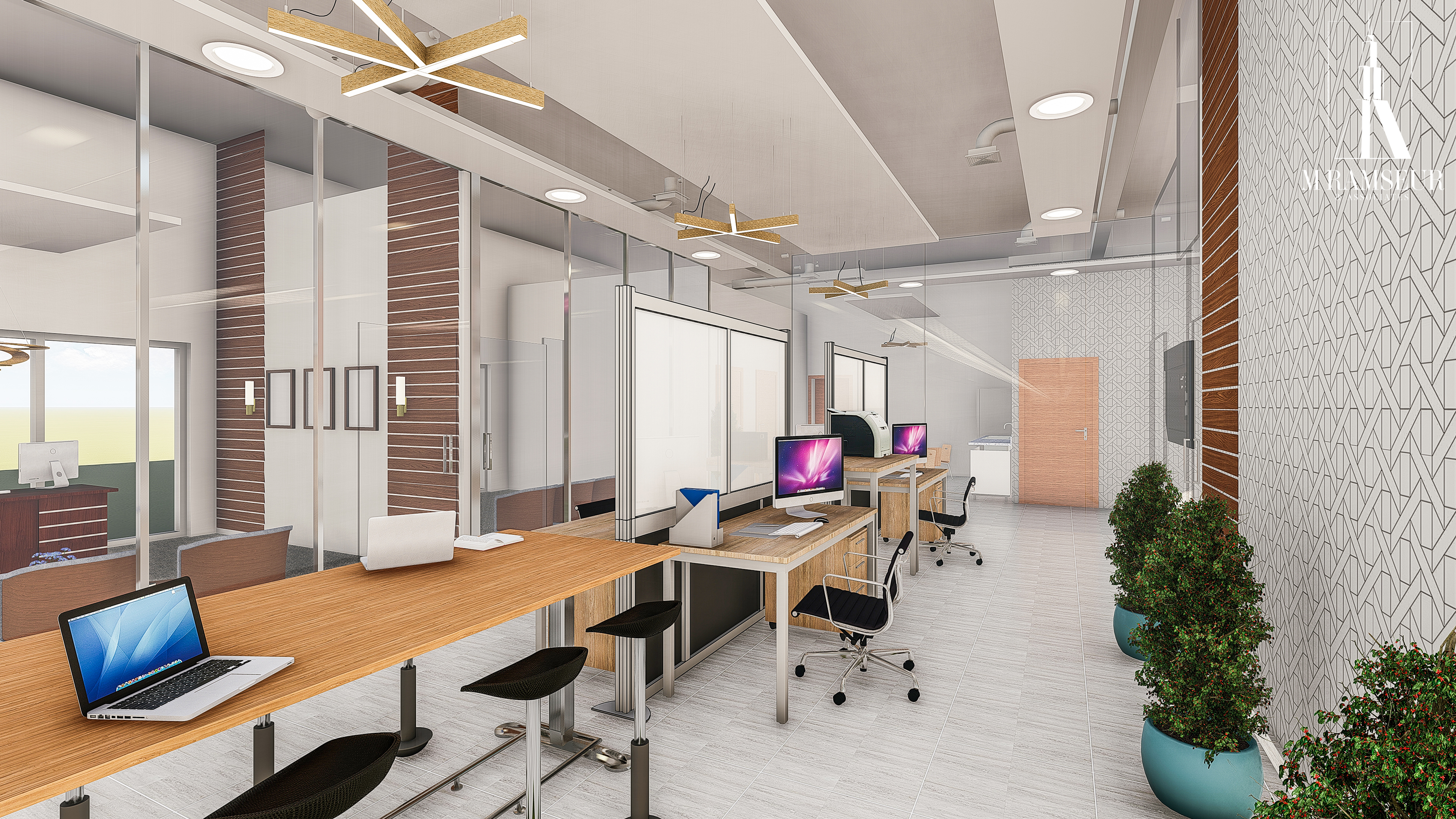 SCHEMATIC DESIGN LAW OFFICE CONCEPT WORK SPACE RENDERING